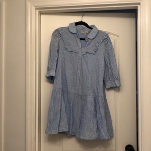 Gingham 3/4 Sleeve Shirt Dress